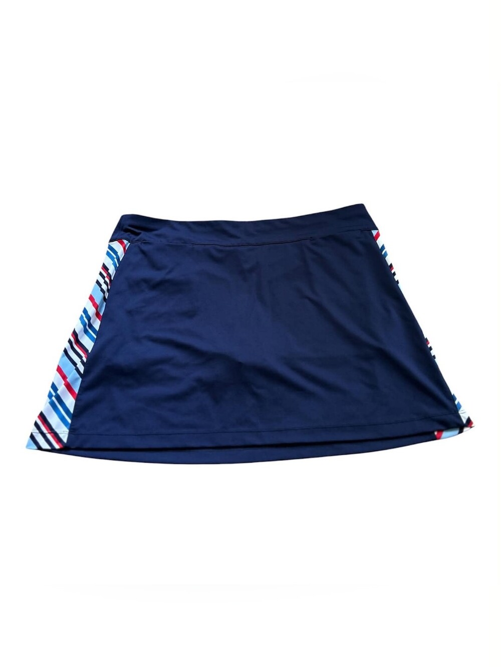Coral Bay Navy Golf Skort with Red, White & Light Blue Stripe Accents